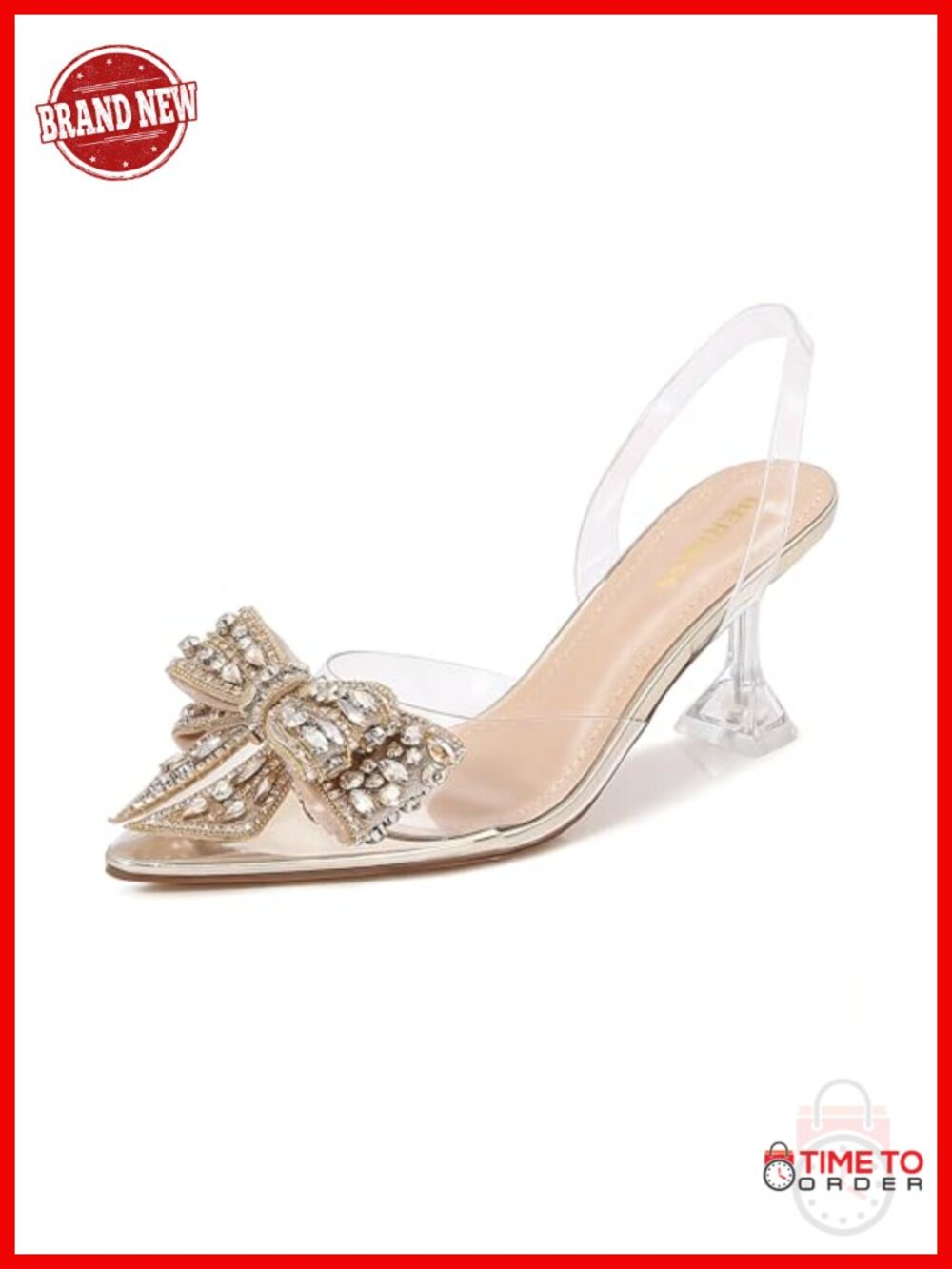 Crystal Bow Slingback Kitten Heels Pointed Toe Pumps